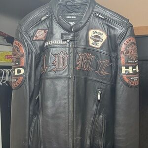 Harley-Davidson Black and Brown Leather Bomber Jacket